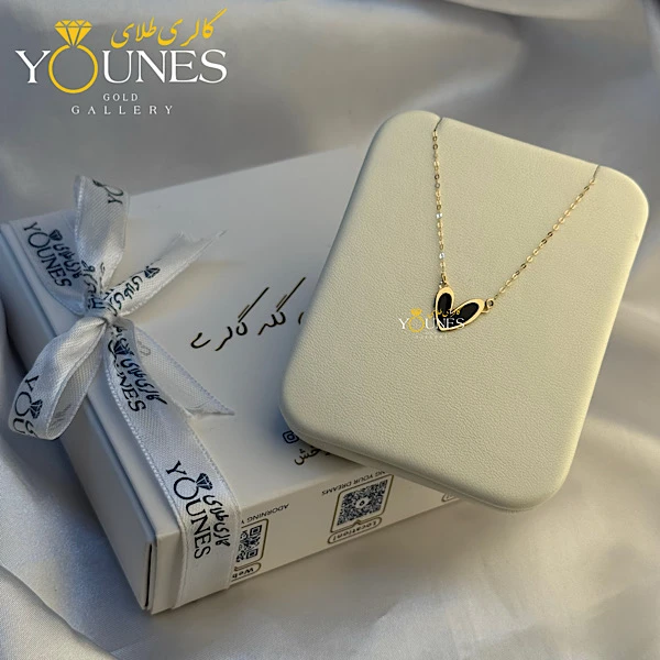 گردنبند میناکاری قلب مشکی طلا